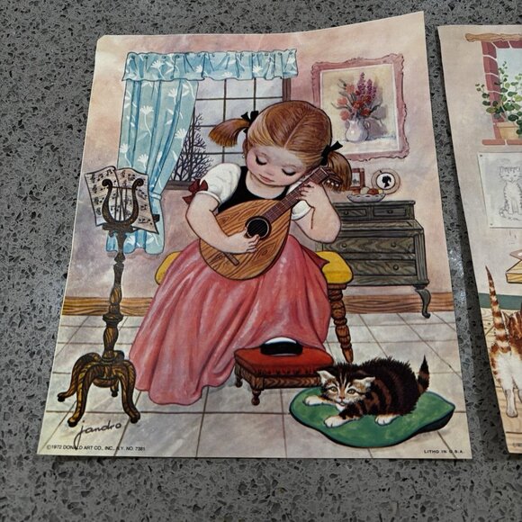 2 Vintage 1970s D.A.C. LITTLE WORKERS JANDRO USA Litho Art Prints Art Kids - Picture 5 of 7